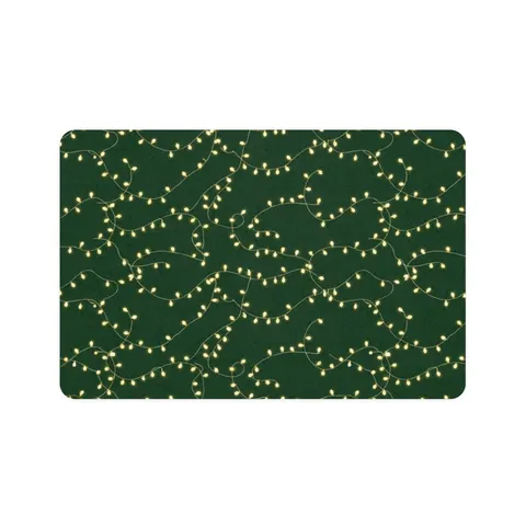 Holiday String Lights on Green Pet Food Mat (12x18) — front view