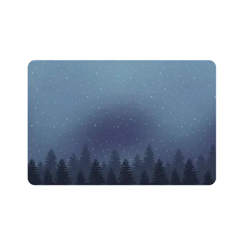 Winter Pine Tree Silhouettes Pet Food Mat (12x18) — front view
