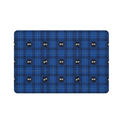 Livingstone 1879 Blue & Black Pet Food Mat (12x18) — front view