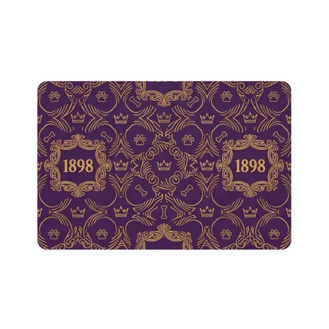 Miles 1898 Purple & Gold Pet Food Mat (12x18) — front view