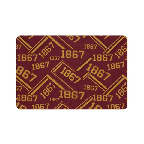 Morehouse 1867 Maroon & Gold Classic Pet Food Mat (12x18) — front view
