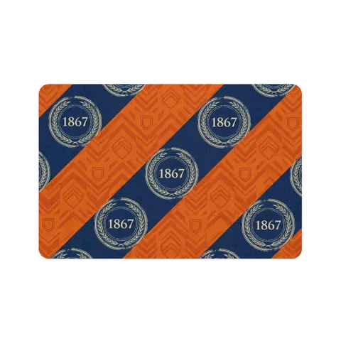 Morgan State 1867 Orange & Royal Pet Food Mat (12x18) — front view