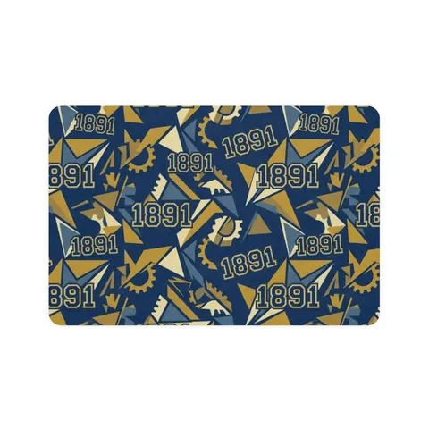 NC A&T 1891 Blue & Gold Tech Pattern Pet Food Mat (12x18) — front view