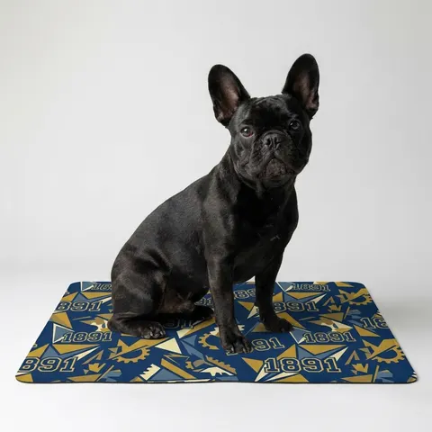 NC A&T 1891 Blue & Gold Tech Pattern Pet Food Mat (12x18)