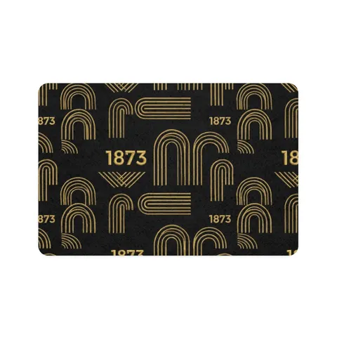 UAPB 1873 Black & Gold Arc Pattern Pet Food Mat (12x18) — front view