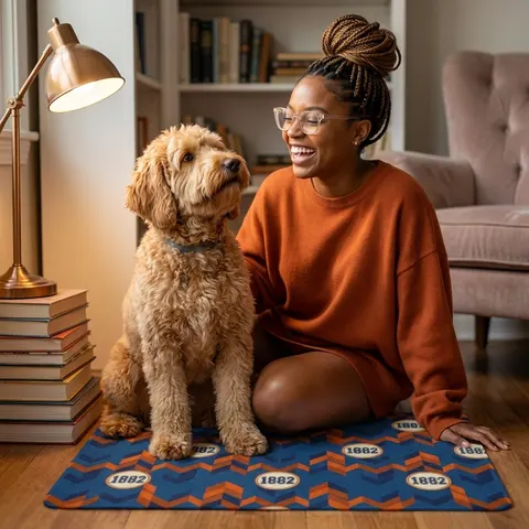 Virginia State 1882 Orange & Blue Pet Food Mat (12x18)