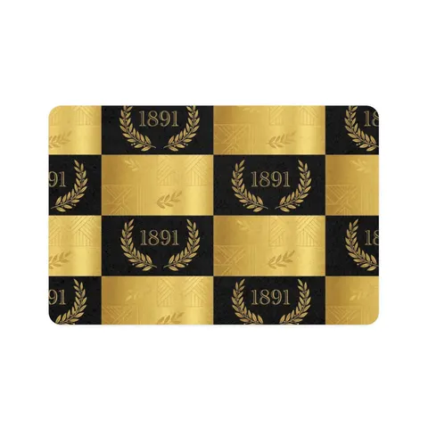 West Virginia State 1891 Black & Gold Pet Food Mat (12x18) — front view