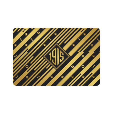 Xavier 1915 Gold & Black Pet Food Mat (12x18) — front view
