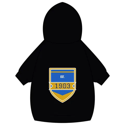 Albany State 1903 Blue & Gold Sunburst Pet Hoodie — back_dtf view