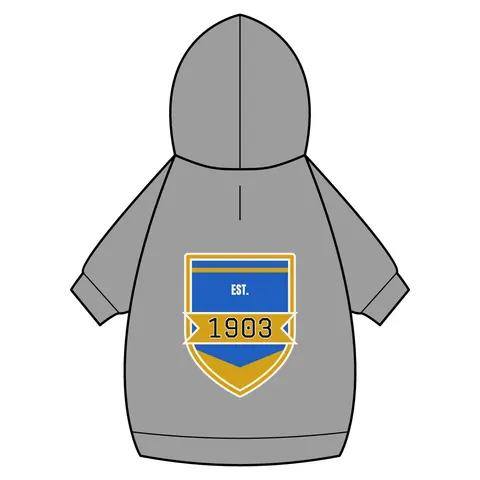 Albany State 1903 Blue & Gold Sunburst Pet Hoodie — back_dtf view