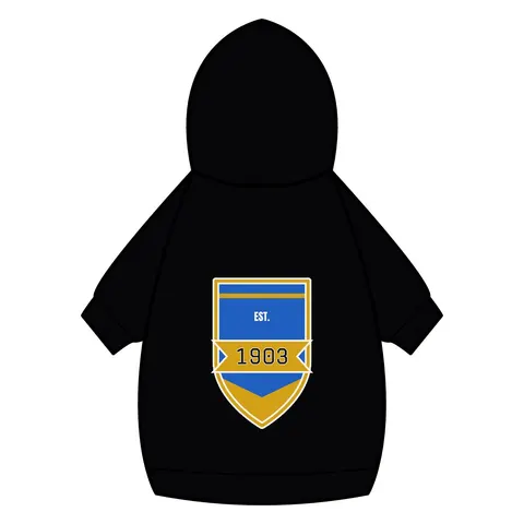 Albany State 1903 Blue & Gold Sunburst Pet Hoodie — back_dtf view