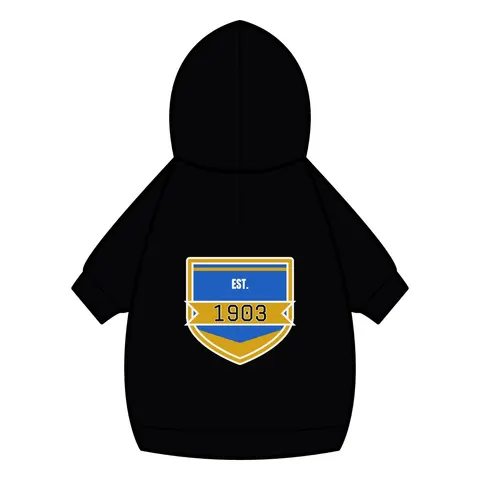 Albany State 1903 Blue & Gold Sunburst Pet Hoodie — back_dtf view