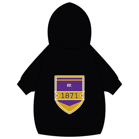 Alcorn 1871 Purple & Gold Academic Pet Hoodie — back_dtf view