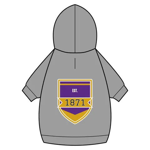 Alcorn 1871 Purple & Gold Academic Pet Hoodie — back_dtf view