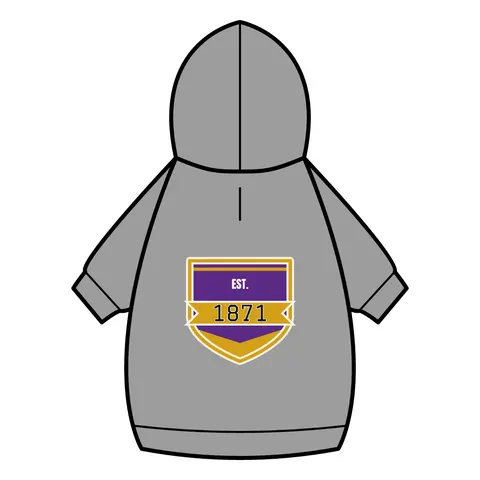 Alcorn 1871 Purple & Gold Academic Pet Hoodie — back_dtf view