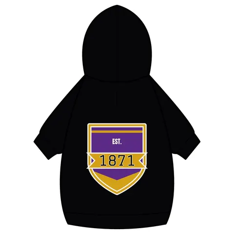 Alcorn 1871 Purple & Gold Academic Pet Hoodie — back_dtf view