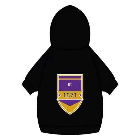 Alcorn 1871 Purple & Gold Academic Pet Hoodie — back_dtf view