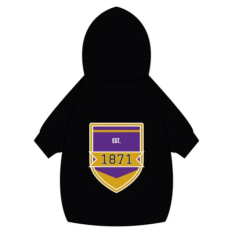 Alcorn 1871 Purple & Gold Academic Pet Hoodie — back_dtf view