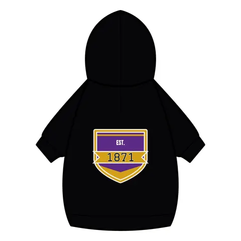 Alcorn 1871 Purple & Gold Academic Pet Hoodie — back_dtf view