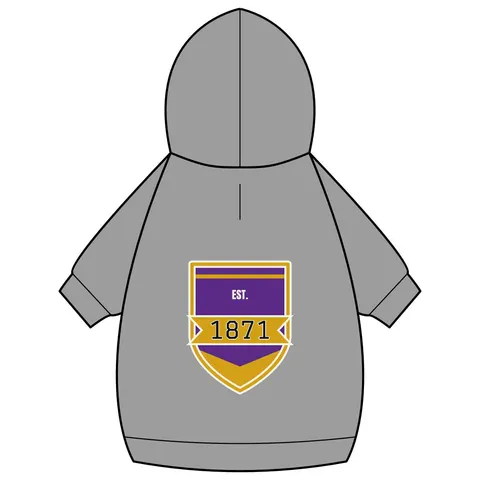 Alcorn 1871 Purple & Gold Academic Pet Hoodie — back_dtf view