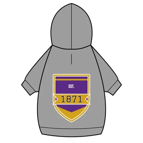 Alcorn 1871 Purple & Gold Academic Pet Hoodie — back_dtf view