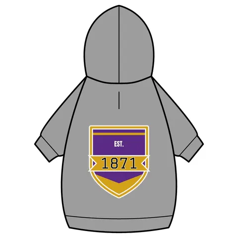 Alcorn 1871 Purple & Gold Academic Pet Hoodie — back_dtf view