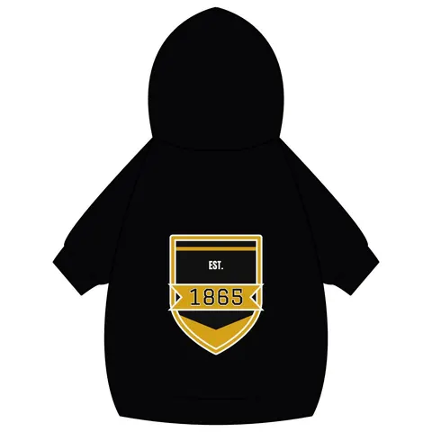 Bowie State 1865 Black & Gold Panel Pet Hoodie — back_dtf view