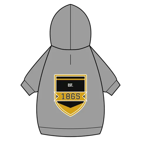 Bowie State 1865 Black & Gold Panel Pet Hoodie — back_dtf view