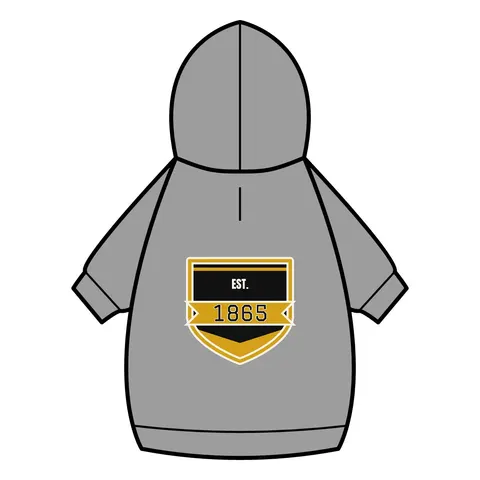 Bowie State 1865 Black & Gold Panel Pet Hoodie — back_dtf view