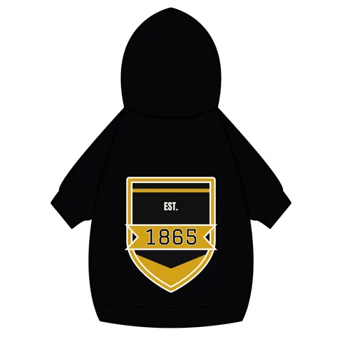 Bowie State 1865 Black & Gold Panel Pet Hoodie — back_dtf view