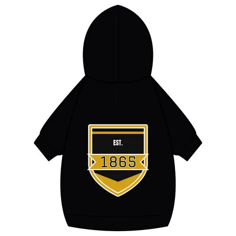 Bowie State 1865 Black & Gold Panel Pet Hoodie — back_dtf view