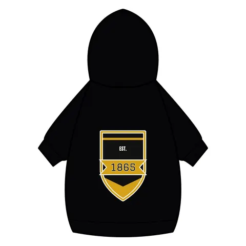 Bowie State 1865 Black & Gold Panel Pet Hoodie — back_dtf view