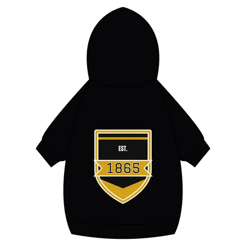 Bowie State 1865 Black & Gold Panel Pet Hoodie — back_dtf view