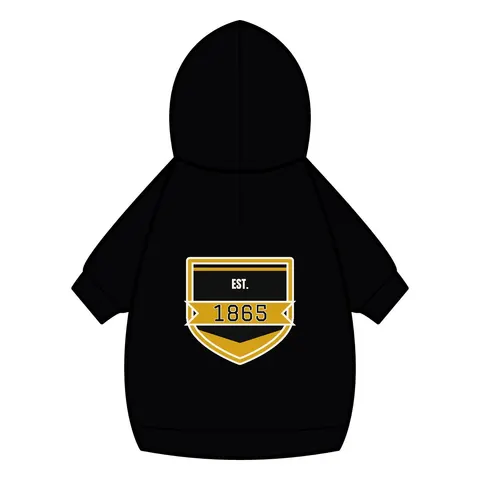 Bowie State 1865 Black & Gold Panel Pet Hoodie — back_dtf view