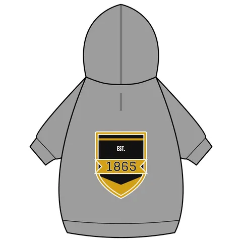 Bowie State 1865 Black & Gold Panel Pet Hoodie — back_dtf view