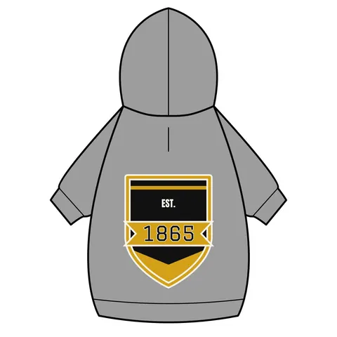 Bowie State 1865 Black & Gold Panel Pet Hoodie — back_dtf view