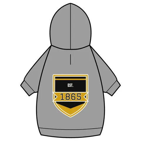 Bowie State 1865 Black & Gold Panel Pet Hoodie — back_dtf view