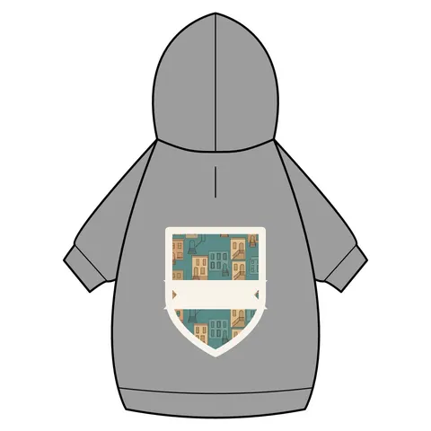 Baltimore Rowhouse Stoops Pet Hoodie — back_dtf view