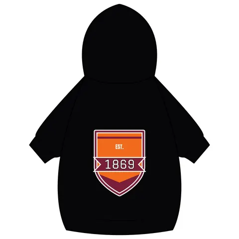 Claflin 1869 Orange & Maroon Pet Hoodie — back_dtf view
