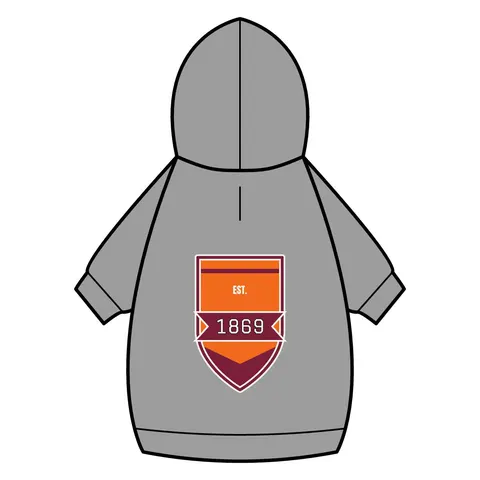 Claflin 1869 Orange & Maroon Pet Hoodie — back_dtf view