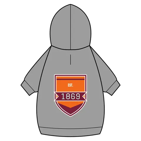 Claflin 1869 Orange & Maroon Pet Hoodie — back_dtf view