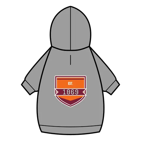Claflin 1869 Orange & Maroon Pet Hoodie — back_dtf view