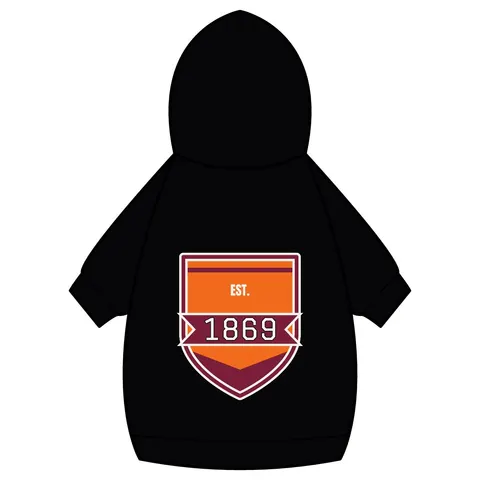 Claflin 1869 Orange & Maroon Pet Hoodie — back_dtf view