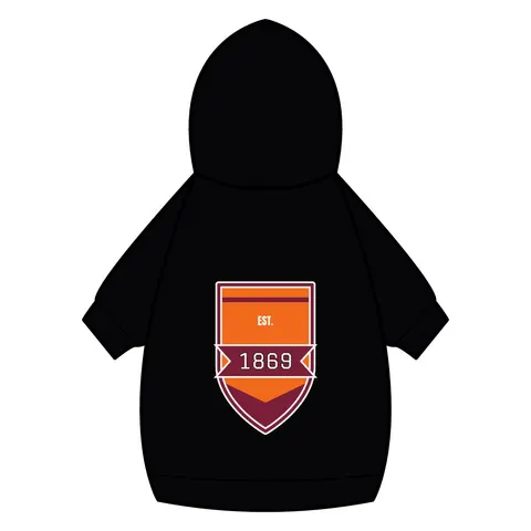 Claflin 1869 Orange & Maroon Pet Hoodie — back_dtf view