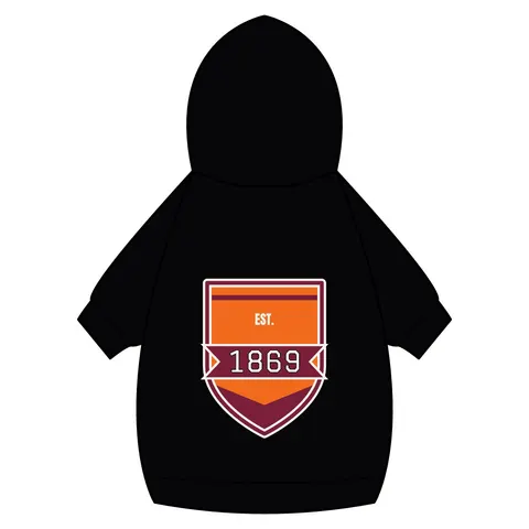 Claflin 1869 Orange & Maroon Pet Hoodie — back_dtf view