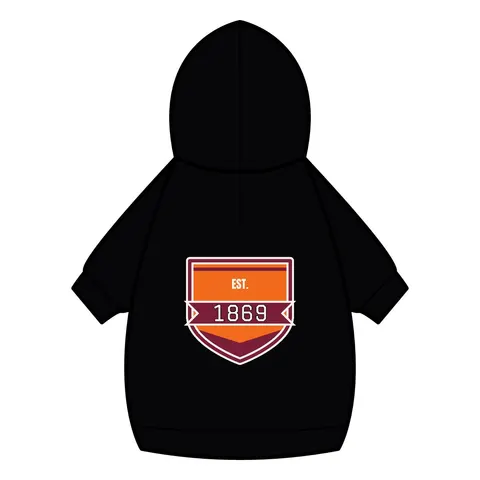 Claflin 1869 Orange & Maroon Pet Hoodie — back_dtf view