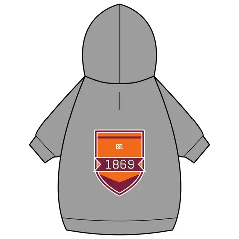 Claflin 1869 Orange & Maroon Pet Hoodie — back_dtf view
