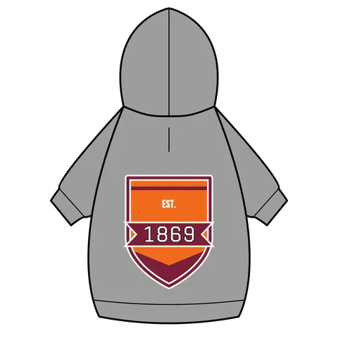 Claflin 1869 Orange & Maroon Pet Hoodie — back_dtf view