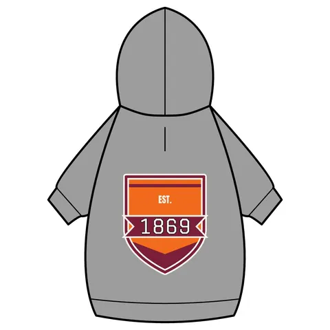 Claflin 1869 Orange & Maroon Pet Hoodie — back_dtf view