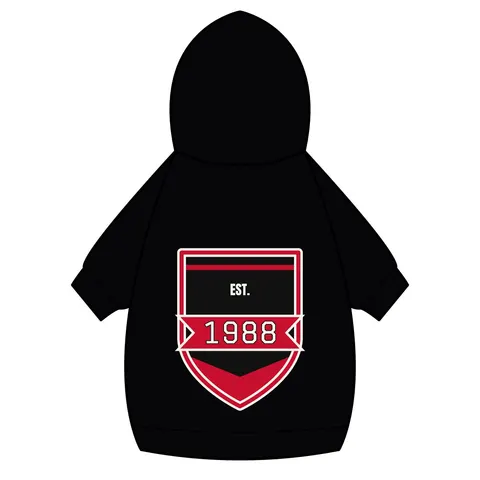 Clark Atlanta 1988 Black & Red Arch Pet Hoodie — back_dtf view